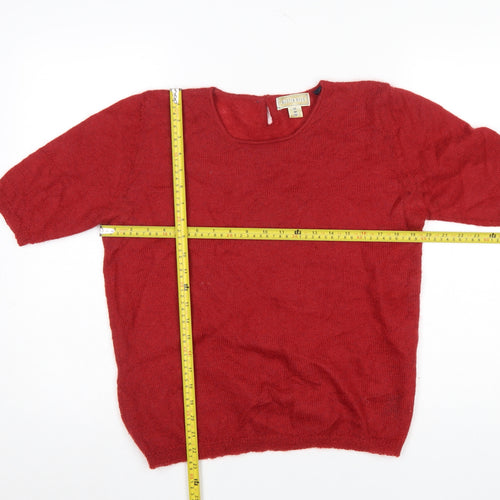 Austin Reed Women Red Mohair Blend Short Sleeve Jumper Size 12