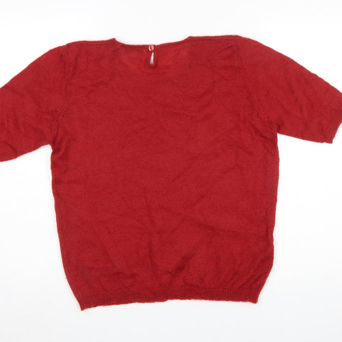 Austin Reed Women Red Mohair Blend Short Sleeve Jumper Size 12