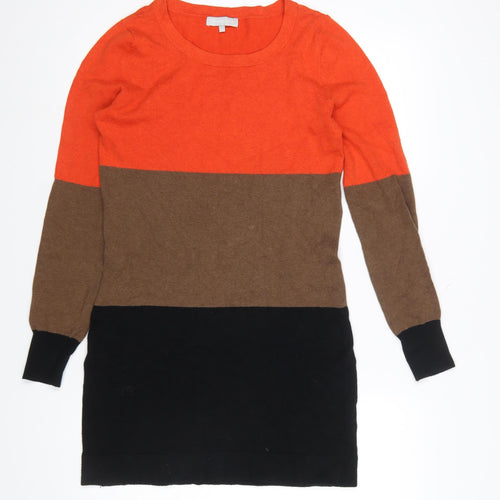 Red Herring Women’s Orange Brown Black Knit Jumper Dress Size 12