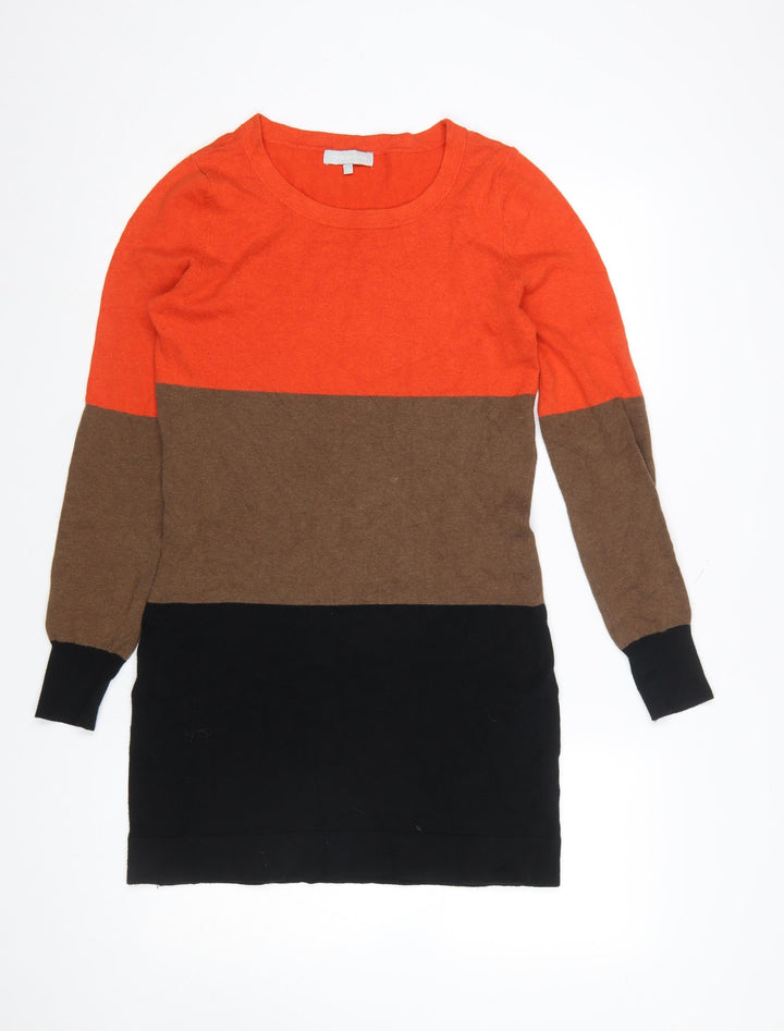 Red Herring Women’s Orange Brown Black Knit Jumper Dress Size 12