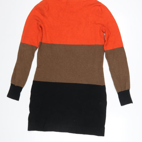 Red Herring Women’s Orange Brown Black Knit Jumper Dress Size 12