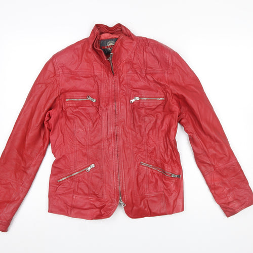 Dallas Womens Red Leather Biker Jacket Size 14