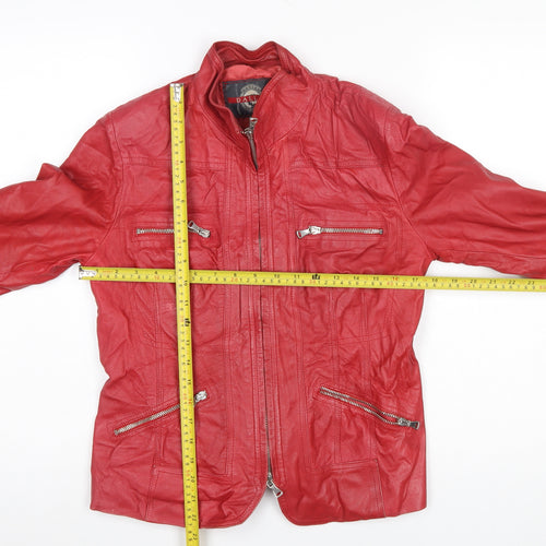 Dallas Womens Red Leather Biker Jacket Size 14