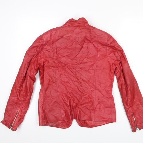 Dallas Womens Red Leather Biker Jacket Size 14