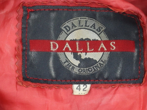 Dallas Womens Red Leather Biker Jacket Size 14
