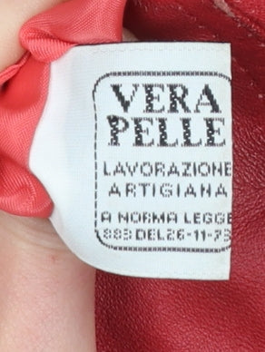 Dallas Womens Red Leather Biker Jacket Size 14