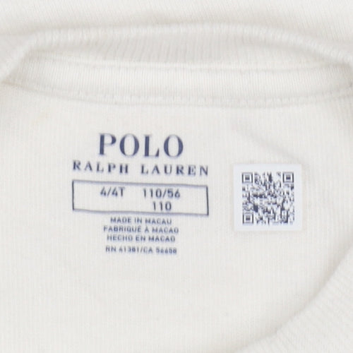 Ralph Lauren Boys White Logo Cotton Short Sleeve T-Shirt 4 Years