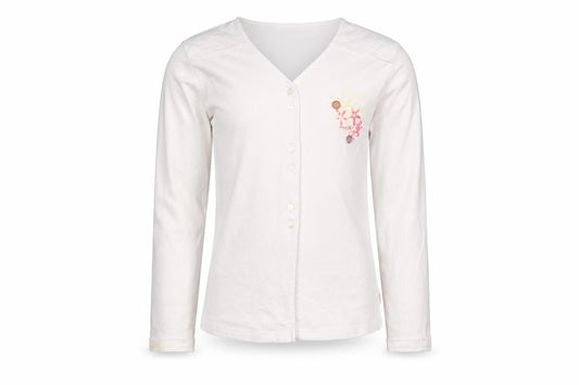 Mexx Girls White Embroidered Button-Up Long Sleeve Cotton Top 9-10 Years