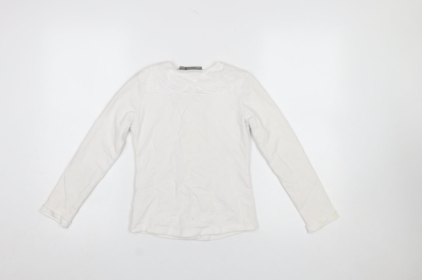 Mexx Girls White Embroidered Button-Up Long Sleeve Cotton Top 9-10 Years