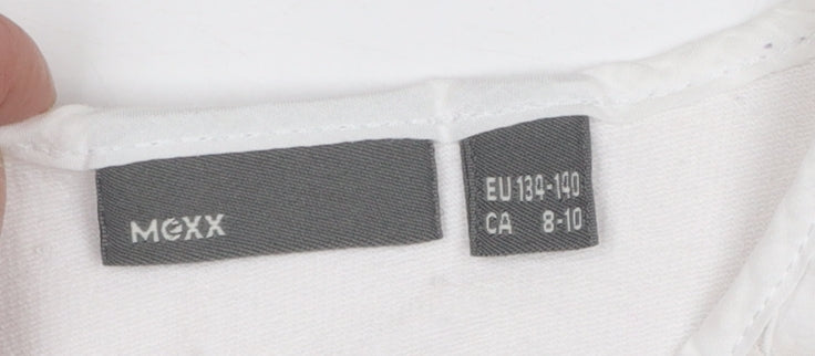 Mexx Girls White Embroidered Button-Up Long Sleeve Cotton Top 9-10 Years