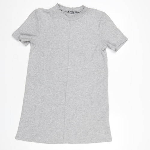 Zara Women’s Grey Knit T-Shirt Dress Size 12 Casual Short Sleeve