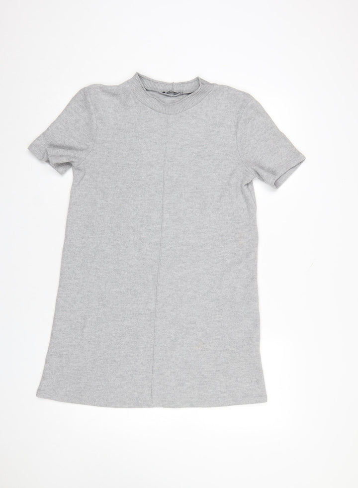 Zara Women’s Grey Knit T-Shirt Dress Size 12 Casual Short Sleeve