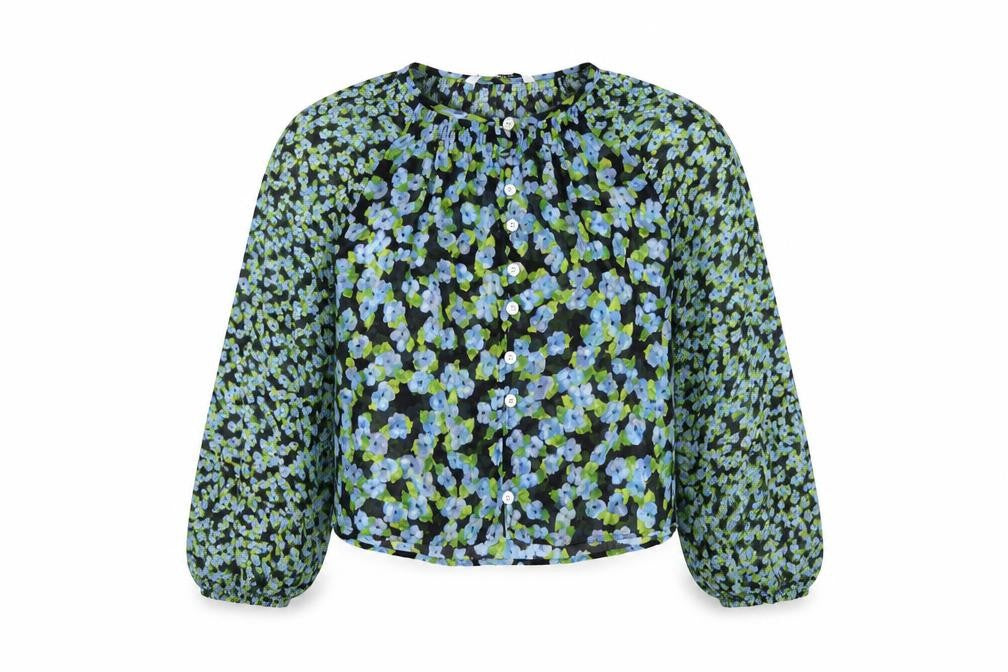ZARA Women Multicoloured Floral Chiffon Long Sleeve Blouse Size 12