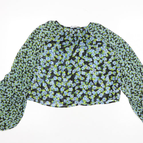 ZARA Women Multicoloured Floral Chiffon Long Sleeve Blouse Size 12