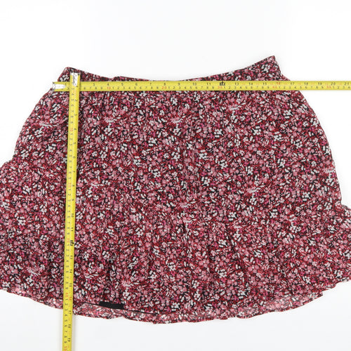 New Look Women's Red Floral Short A-Line Skirt Size 16