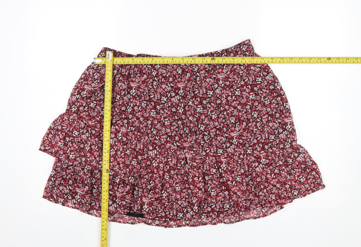New Look Women's Red Floral Short A-Line Skirt Size 16
