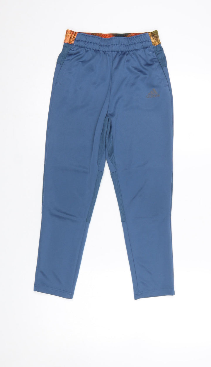 Adidas Boys Blue 9-10 Years Track Pants Recycled Polyester Activewear