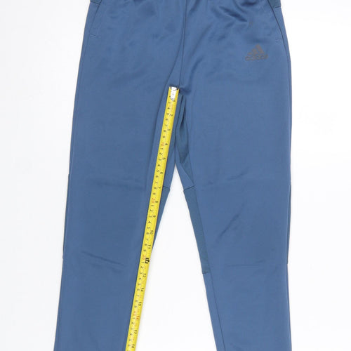 Adidas Boys Blue 9-10 Years Track Pants Recycled Polyester Activewear