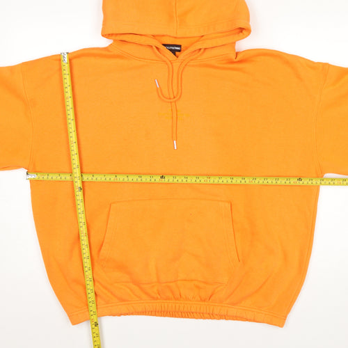 PrettyLittleThing Women's Orange Pullover Hoodie Size M Cotton Blend