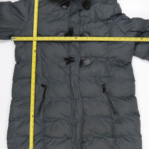 Brave Soul Women's Grey Hooded Long Puffer Coat Size 16