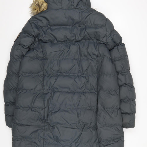 Brave Soul Women's Grey Hooded Long Puffer Coat Size 16