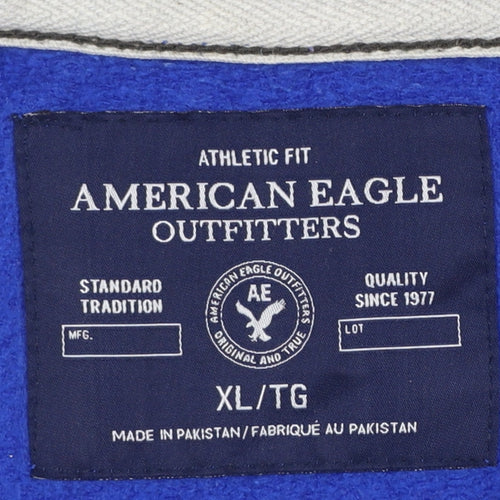 American Eagle Outfitters Men's Blue XL Full Zip Hoodie Athletic Fit