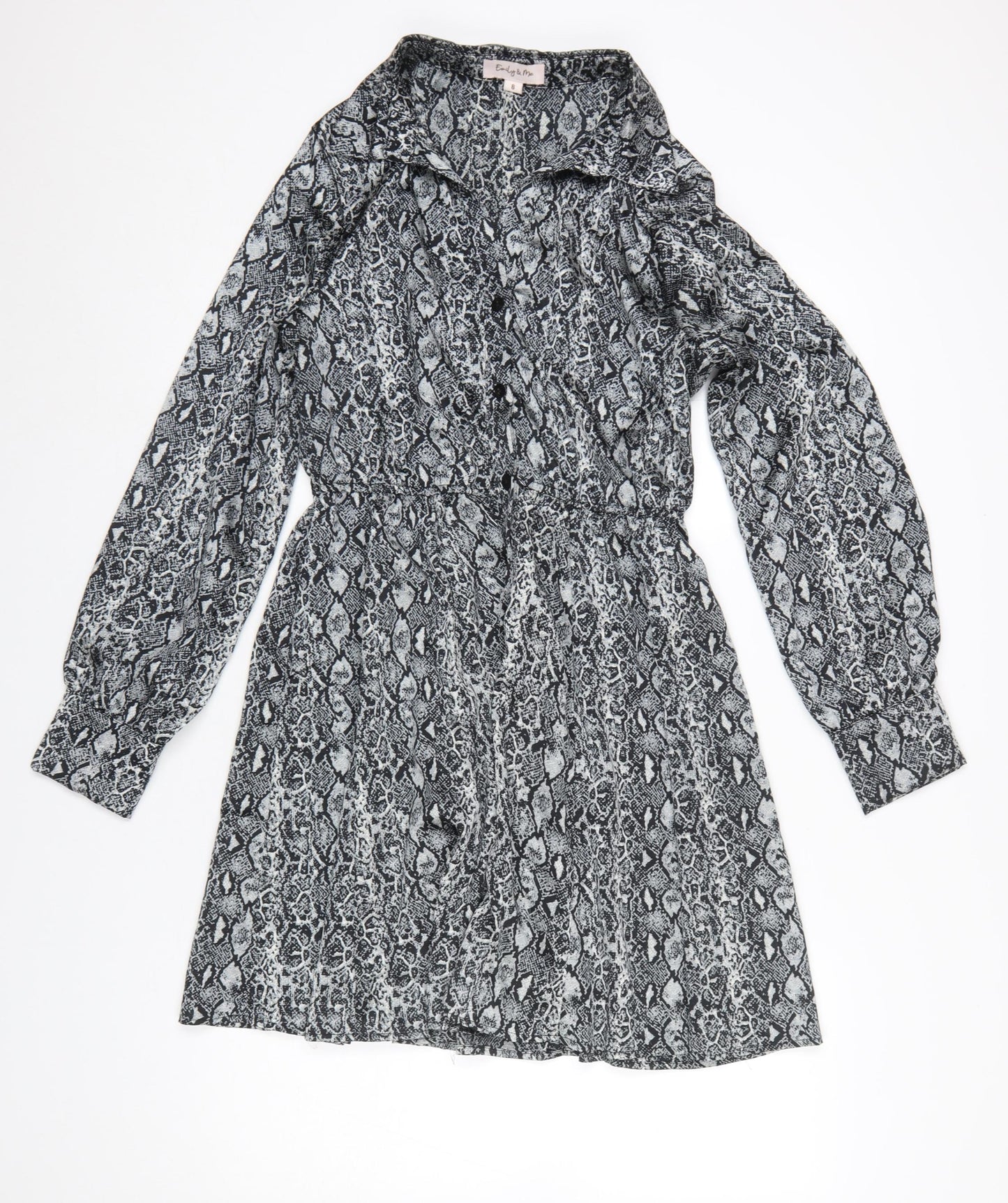 Emily & Me Women’s Grey Animal Print Shirt Dress Size 8