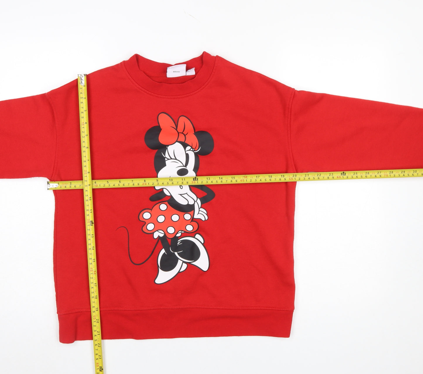 Disney Womens Red XS Minnie Mouse Crew Neck Pullover Sweatshirt