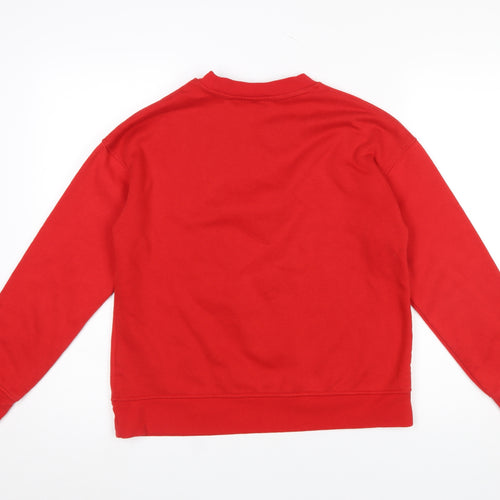 Disney Womens Red XS Minnie Mouse Crew Neck Pullover Sweatshirt