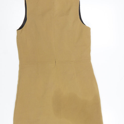 Next Women's Beige Shift Dress Size 12 Sleeveless Workwear