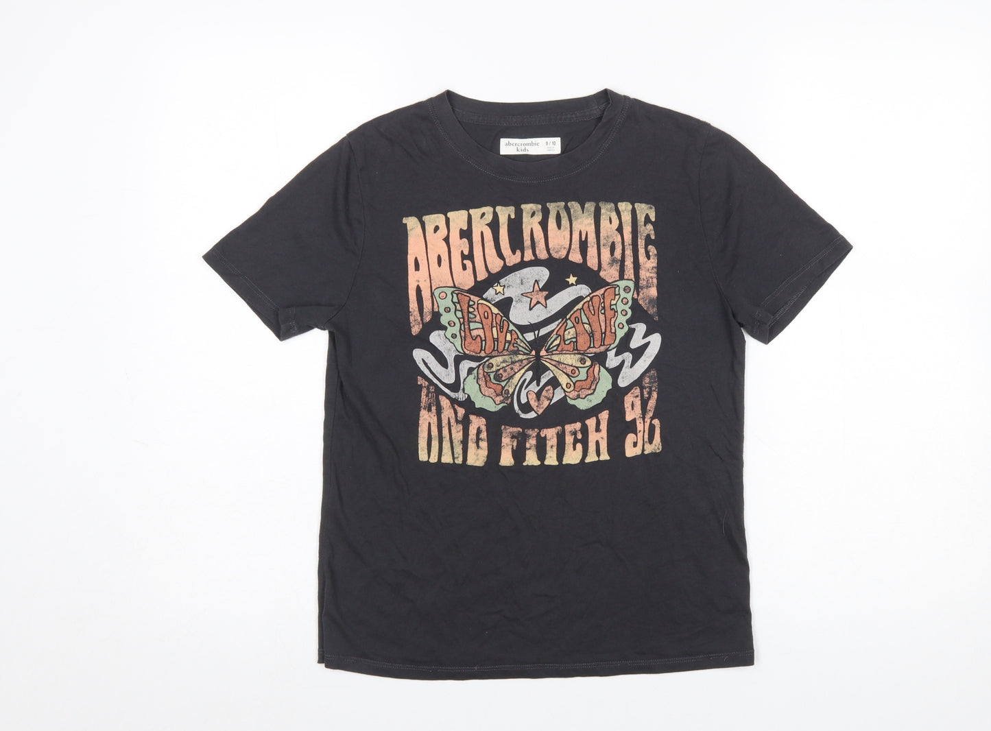 Abercrombie Kids Boys Black 9-10 Years Graphic Print Butterfly T-Shirt