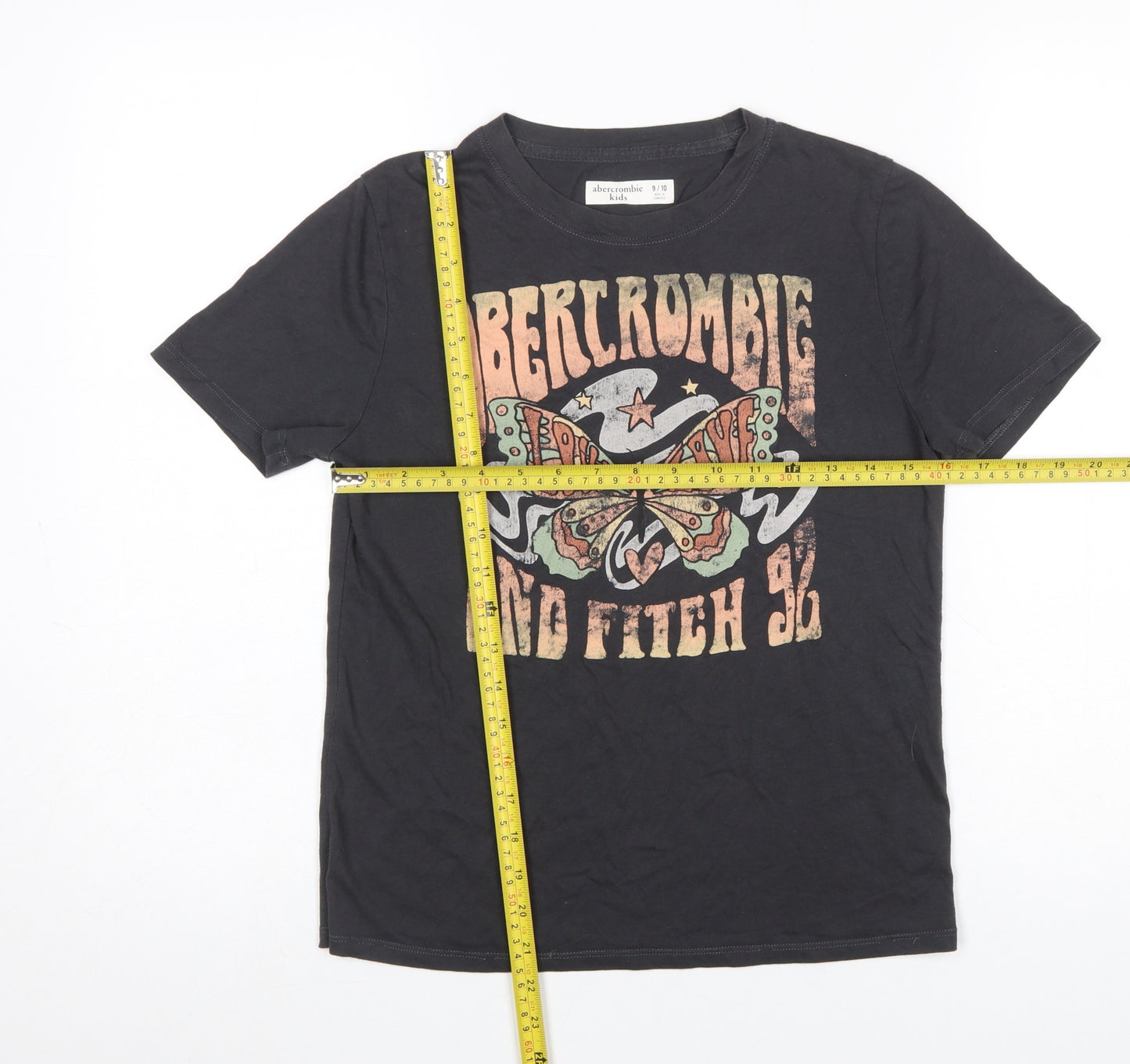 Abercrombie Kids Boys Black 9-10 Years Graphic Print Butterfly T-Shirt