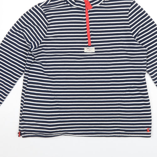 Joules Women Navy White Striped 1/4 Zip Pullover Sweatshirt UK 12
