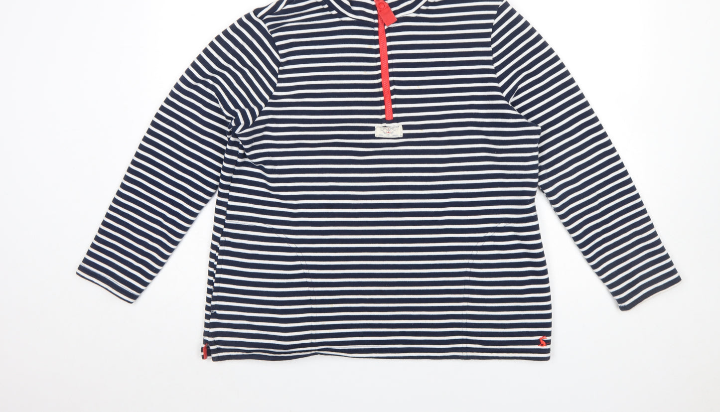 Joules Women Navy White Striped 1/4 Zip Pullover Sweatshirt UK 12