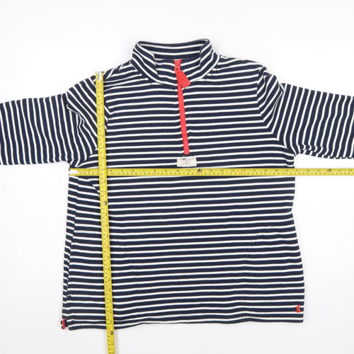 Joules Women Navy White Striped 1/4 Zip Pullover Sweatshirt UK 12