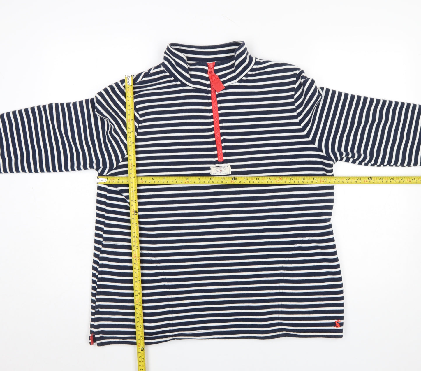 Joules Women Navy White Striped 1/4 Zip Pullover Sweatshirt UK 12