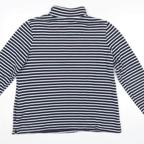 Joules Women Navy White Striped 1/4 Zip Pullover Sweatshirt UK 12