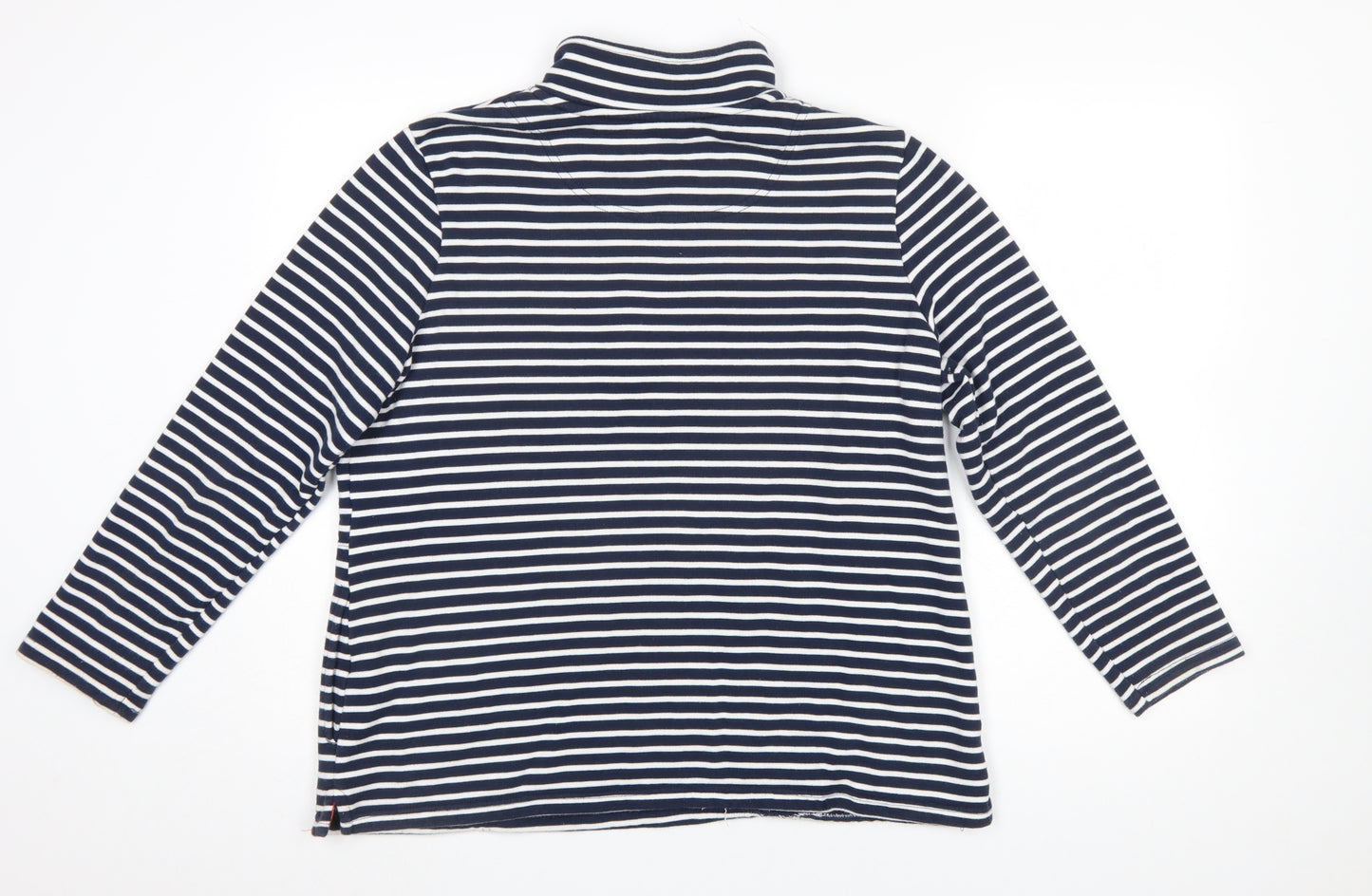 Joules Women Navy White Striped 1/4 Zip Pullover Sweatshirt UK 12