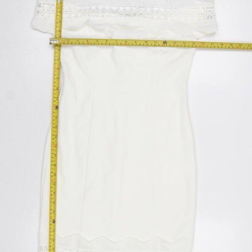 River Island Women's White Off-Shoulder Bodycon Dress Size 10
