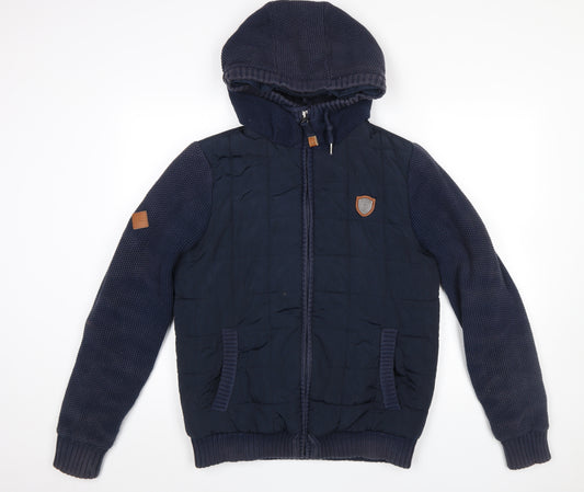 XV Kings Men's Blue Hooded Puffer Jacket Size M Full Zip Casual