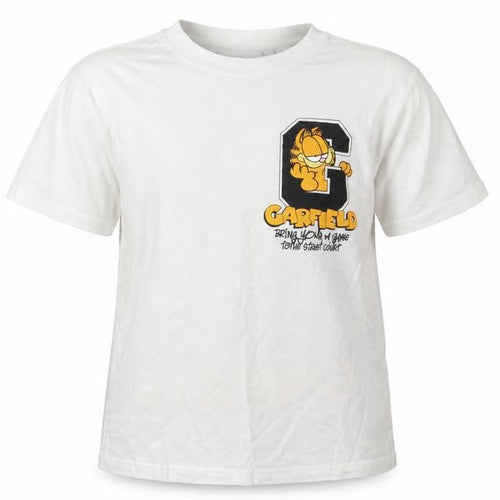 Zara Girls White Garfield Graphic T-Shirt 11-12 Years Casual Cotton Top