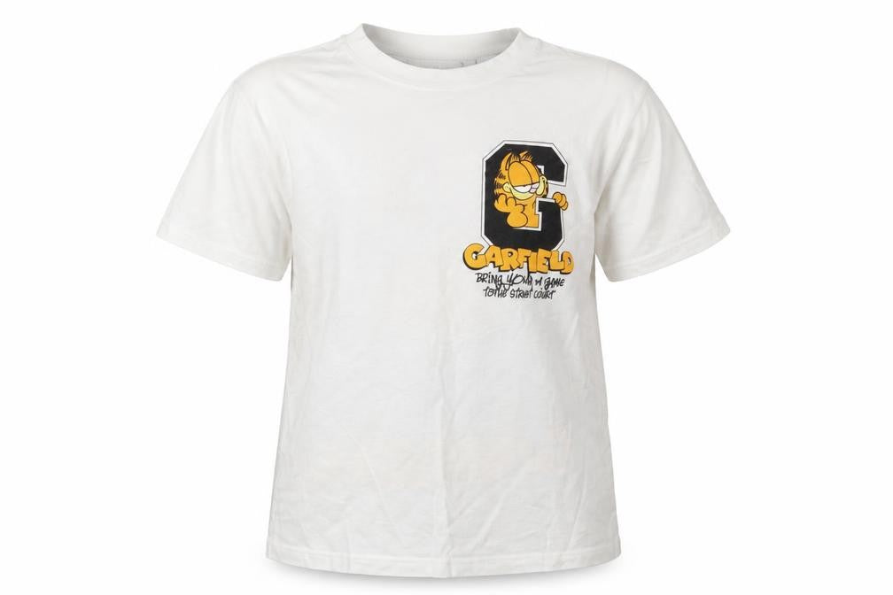 Zara Girls White Garfield Graphic T-Shirt 11-12 Years Casual Cotton Top