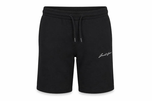 Front view of Jack & Jones boys’ black sweat shorts, size 152, drawstring waist cotton blend