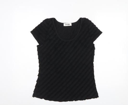 Gerard Womens Black Scoop Neck Short Sleeve Stretch T-Shirt Size 12