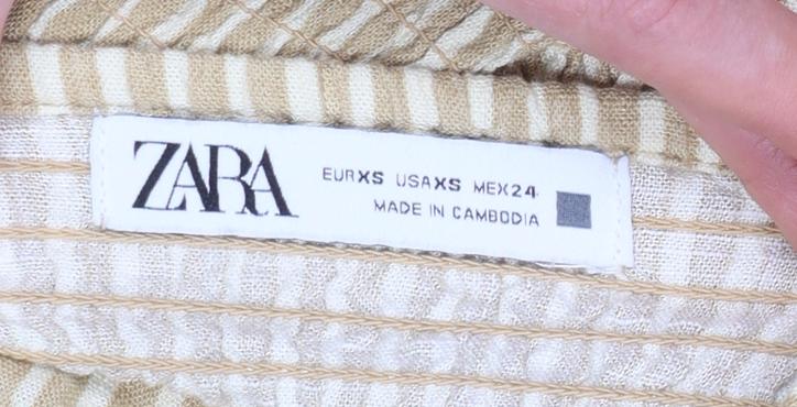 Zara Women Beige Striped Halter Midi Slip Dress XS Woven Linen Cotton