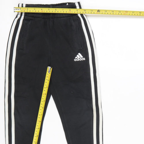 Adidas Boys Black Jogger Trousers 5-6 Years Elastic Waist Side Stripe