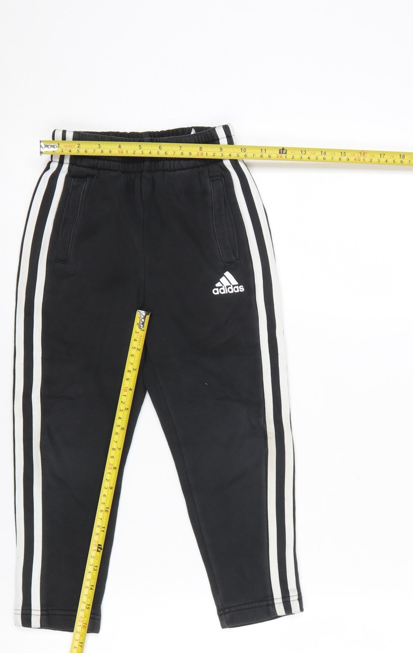 Adidas Boys Black Jogger Trousers 5-6 Years Elastic Waist Side Stripe