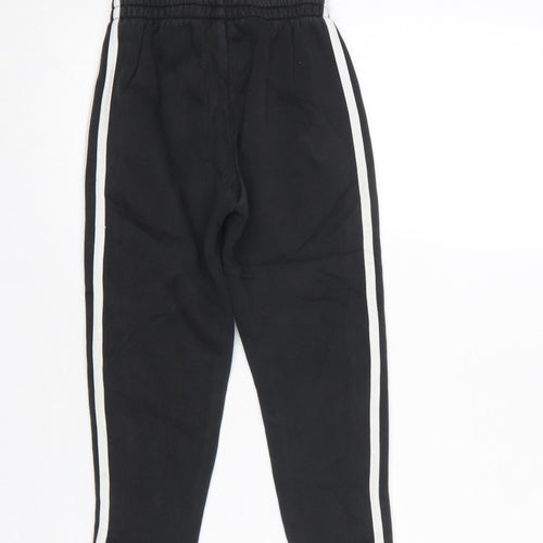 Adidas Boys Black Jogger Trousers 5-6 Years Elastic Waist Side Stripe