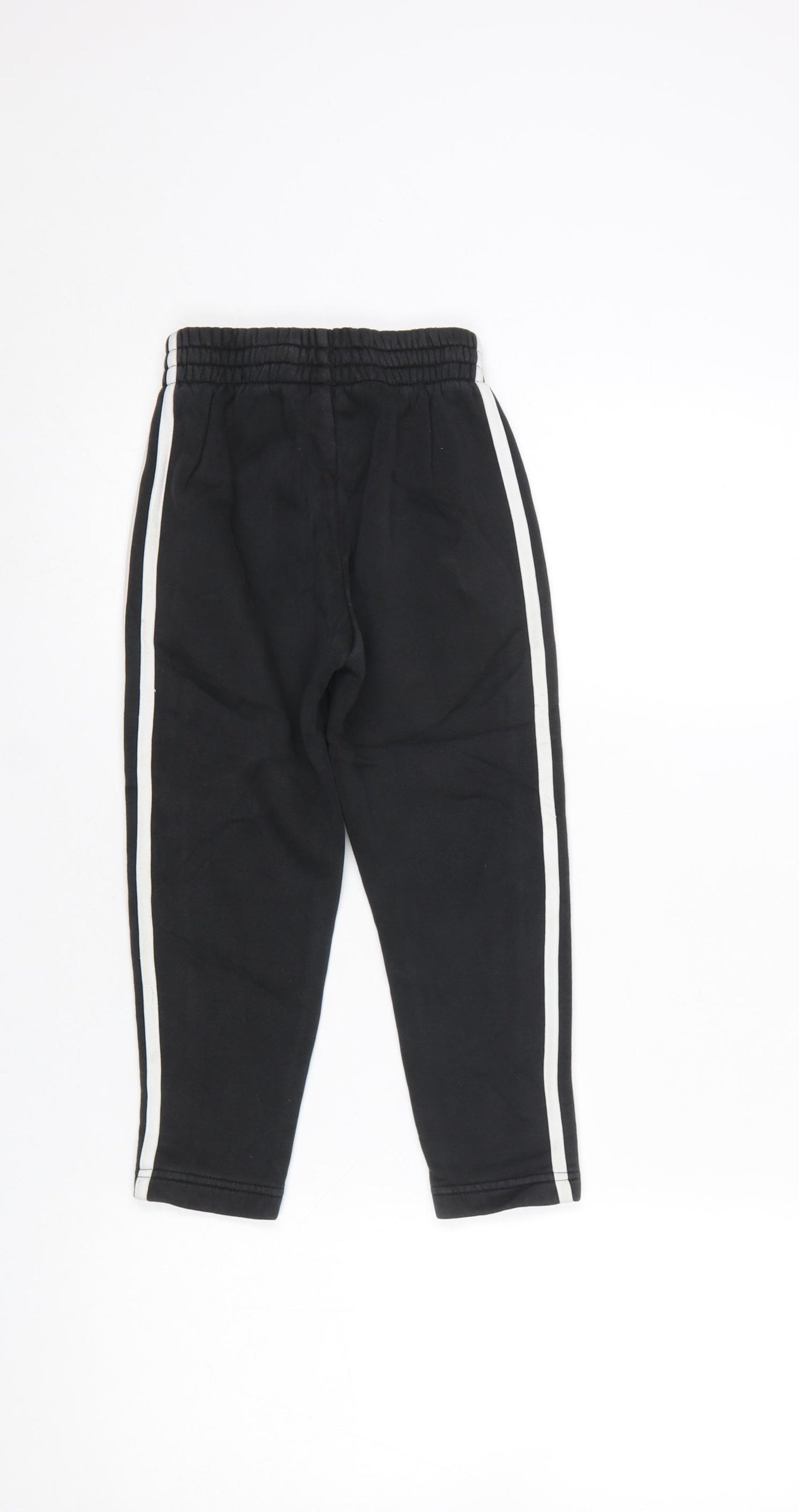 Adidas Boys Black Jogger Trousers 5-6 Years Elastic Waist Side Stripe