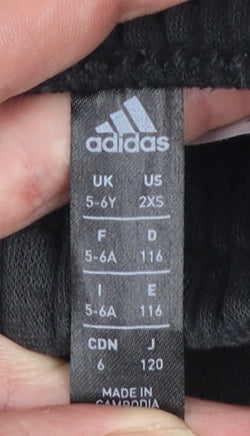 Adidas Boys Black Jogger Trousers 5-6 Years Elastic Waist Side Stripe